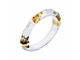 14K Yellow Gold Over Sterling Silver Thin Faceted Acrylic Bangle Bracelet in White