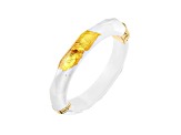 14K Yellow Gold Over Sterling Silver Thin Faceted Acrylic Bangle Bracelet in White