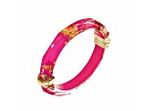 14K Yellow Gold Over Sterling Silver Thin Faceted Acrylic Bangle Bracelet in Pink