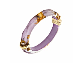 14K Yellow Gold Over Sterling Silver Thin Faceted Lucite Bangle Bracelet in Lavender