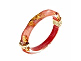 14K Yellow Gold Over Sterling Silver Thin Faceted Acrylic Bangle Bracelet in Coral