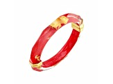 14K Yellow Gold Over Sterling Silver Thin Faceted Acrylic Bangle Bracelet in Watermelon Red