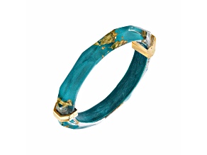 14K Yellow Gold Over Sterling Silver Thin Faceted Lucite Bangle Bracelet in Teal