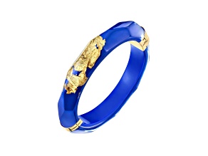 14K Yellow Gold Over Sterling Silver Thin Faceted Lucite Bangle Bracelet in Royal Blue
