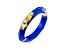 14K Yellow Gold Over Sterling Silver Thin Faceted Acrylic Bangle Bracelet in Royal Blue