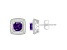 5mm Cushion Amethyst 1/5 ctw Diamond Rhodium Over Sterling Silver Halo Stud Earrings