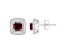 5mm Cushion Garnet 1/5 ctw Diamond Rhodium Over Sterling Silver Halo Stud Earrings