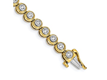 Picture of 14k Yellow Gold and 14k White Gold with Rhodium over 14k Yellow Gold Diamond Circle Link Bracelet