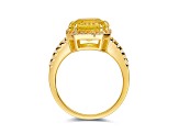 Asscher Cut Lab Created Yellow Sapphire, White Topaz 18K Yellow Gold Over Sterling Silver Halo Ring