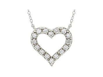Picture of White Lab-Grown Diamond 14kt White Gold Heart Necklace 0.50ctw
