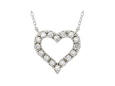 White Lab-Grown Diamond 14kt White Gold Heart Necklace 0.50ctw