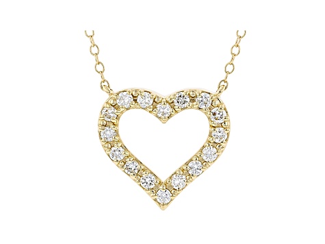 White Lab-Grown Diamond 14kt Yellow Gold Heart Necklace 0.50ctw