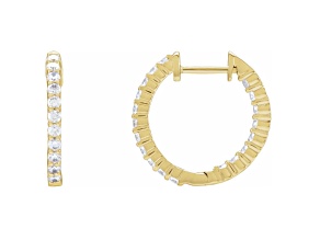14K Yellow Gold Diamond Inside/Outside Hoop Earrings, 0.75ctw