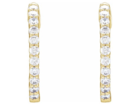 14K Yellow Gold Diamond Inside/Outside Hoop Earrings, 0.75ctw