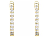 14K Yellow Gold Diamond Inside/Outside Hoop Earrings, 0.75ctw