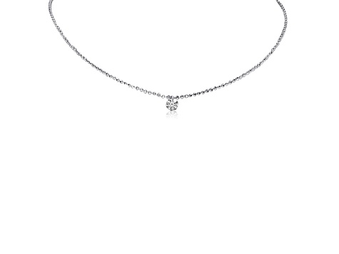 14K White Gold Dashing Diamond Necklace on 18-inch beaded chain, 0.12 ctw.