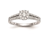 Rhodium Over 14K White Gold Diamond Cluster Engagement Ring 0.47ctw