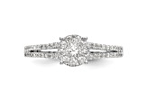 Rhodium Over 14K White Gold Diamond Cluster Engagement Ring 0.47ctw