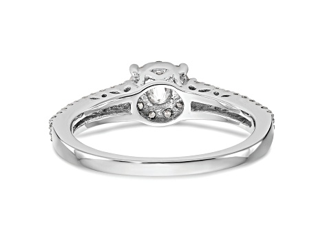 Rhodium Over 14K White Gold Diamond Cluster Engagement Ring 0.47ctw