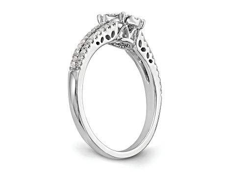 Rhodium Over 14K White Gold Diamond Cluster Engagement Ring 0.47ctw