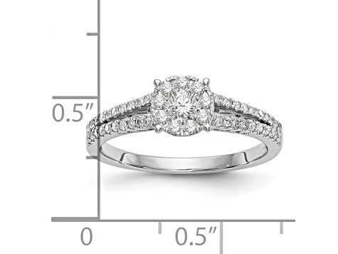 Rhodium Over 14K White Gold Diamond Cluster Engagement Ring 0.47ctw