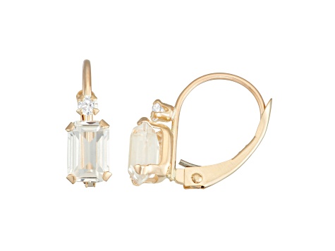 Lab Created White Sapphire and White Zircon 10K Yellow Gold Dangle Earrings 1.50ctw