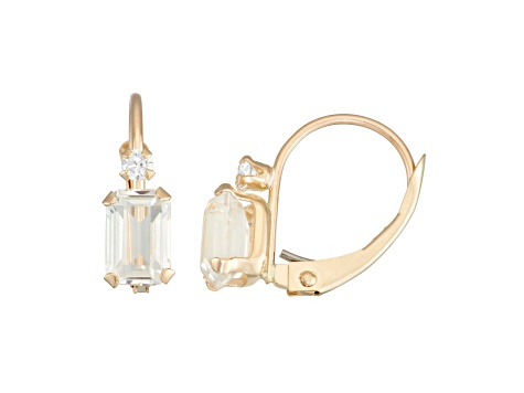 Lab Created White Sapphire 10K Yellow Gold Drop Earrings 1.50ctw