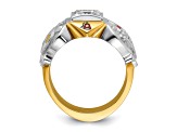 10K Two-tone Yellow and White Gold Men's Enamel and Diamond Knights Templar Shriner's Ring 0.349ctw