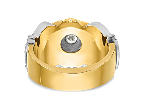 10K Two-tone Yellow and White Gold Men's Enamel and Diamond Knights Templar Shriner's Ring 0.349ctw