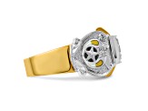 10K Two-tone Yellow and White Gold Men's Enamel and Diamond Knights Templar Shriner's Ring 0.349ctw