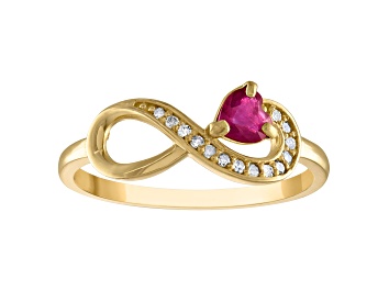 Picture of 10K Yellow Gold Heart Ruby and Diamond Infinity Ring .29ctw