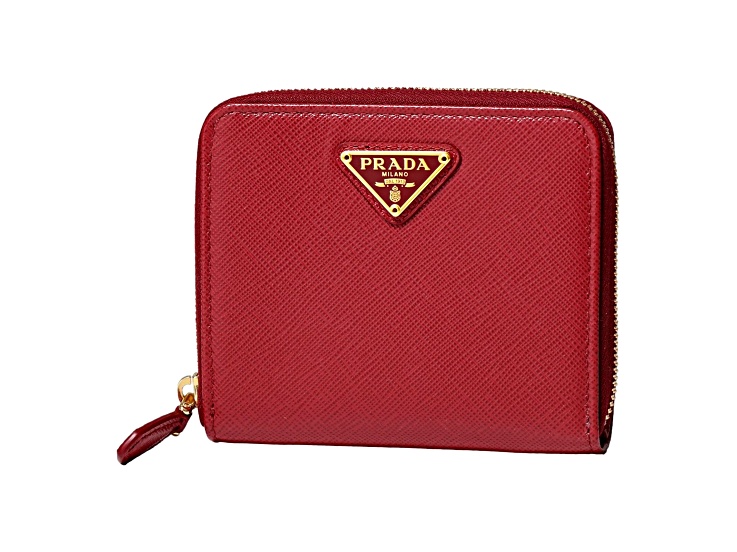 Prada Saffiano Leather Bi-fold Zip Wallet Red - 11KHSA | JTV