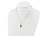 Rhodium Over Sterling Silver Polished Cubic Zirconia Hamsa Necklace