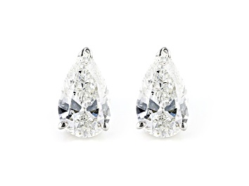 Picture of Pear Shape White IGI Certified Lab-Grown Diamond 18k White Gold Stud Earrings 2.00ctw