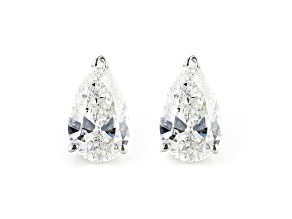 Certified White Lab-Grown Diamond E-F SI 18k White Gold Stud Earrings 2.00ctw