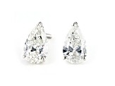 Pear Shape White IGI Certified Lab-Grown Diamond 18k White Gold Stud Earrings 2.00ctw