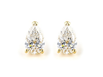 Picture of Pear Shape White IGI Certified Lab-Grown Diamond 18k Yellow Gold Stud Earrings 2.00ctw