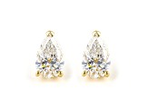 Pear Shape White IGI Certified Lab-Grown Diamond 18k Yellow Gold Stud Earrings 2.00ctw