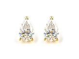 Certified Pear Shape White Lab-Grown Diamond E-F SI 18k Yellow Gold Stud Earrings 2.00ctw