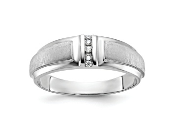 Picture of Rhodium Over 10K White Gold Men's Polished and Satin A Diamond Ring 0.05ctw