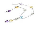 17ctw Round Shape Multi Gem Stone Sterling Silver Necklaces