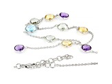 17ctw Round Shape Multi Gem Stone Sterling Silver Necklaces