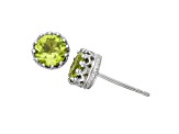 Green Peridot Sterling Silver Stud Earrings 1.70ctw