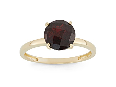 Round Garnet 10K Yellow Gold Ring 2.20ctw