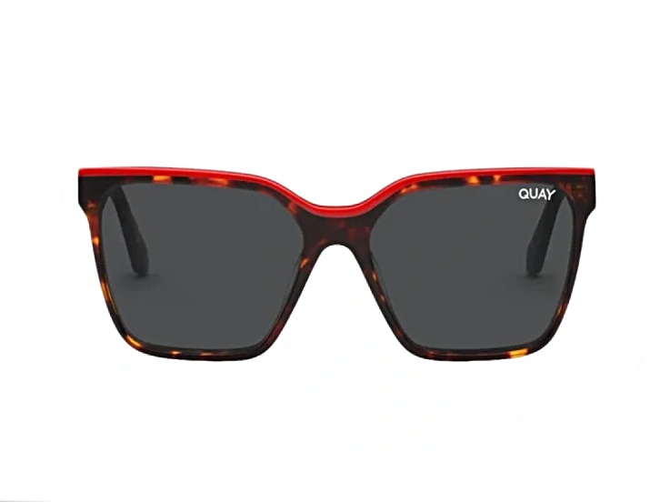 Quu　0728ー Quay Level Up Tortoise Red Square Frame / Smoke Lenses Sunglasses