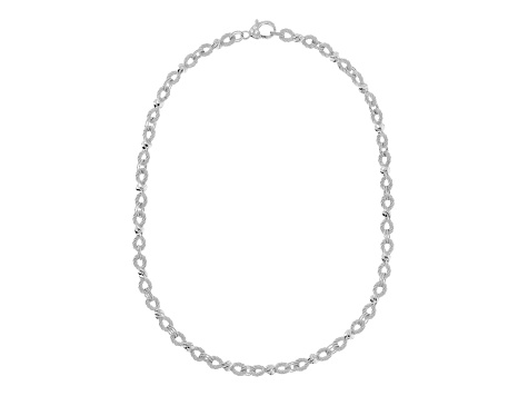 Judith Ripka Rhodium Over Sterling Silver Infinity Link 18" Necklace