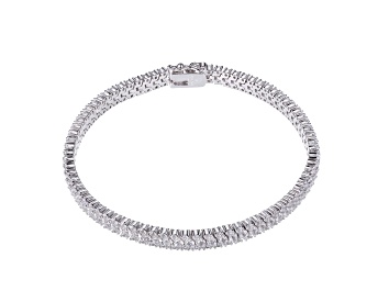 Picture of White Lab Created Sapphire Rhodium Over Sterling Silver Tennis Bracelet