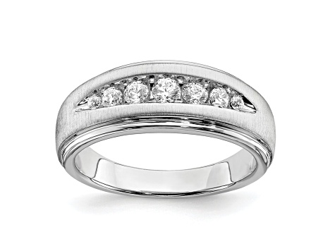 Rhodium Over 14K White Gold Lab Grown Diamond SI1/SI2, G H I, Men's Ring