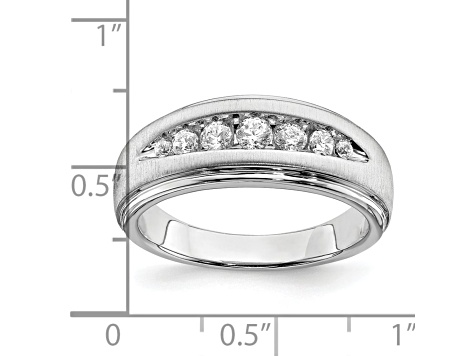 Rhodium Over 14K White Gold Lab Grown Diamond SI1/SI2, G H I, Men's Ring