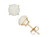 Lab Created Opal Round 10K Yellow Gold Stud Earrings, 0.66ctw